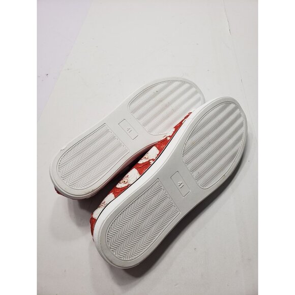 Azura Exchange Red Santa Claus Snowflake Print Flat Canvas Shoes Women Size 41 - Picture 8 of 9